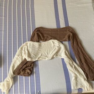 Two long sleeve super crop tops